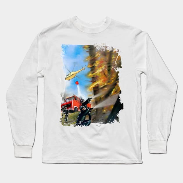 Fireman Wood Long Sleeve T-Shirt by Juan Alvarez & Jorge Gomez Shop